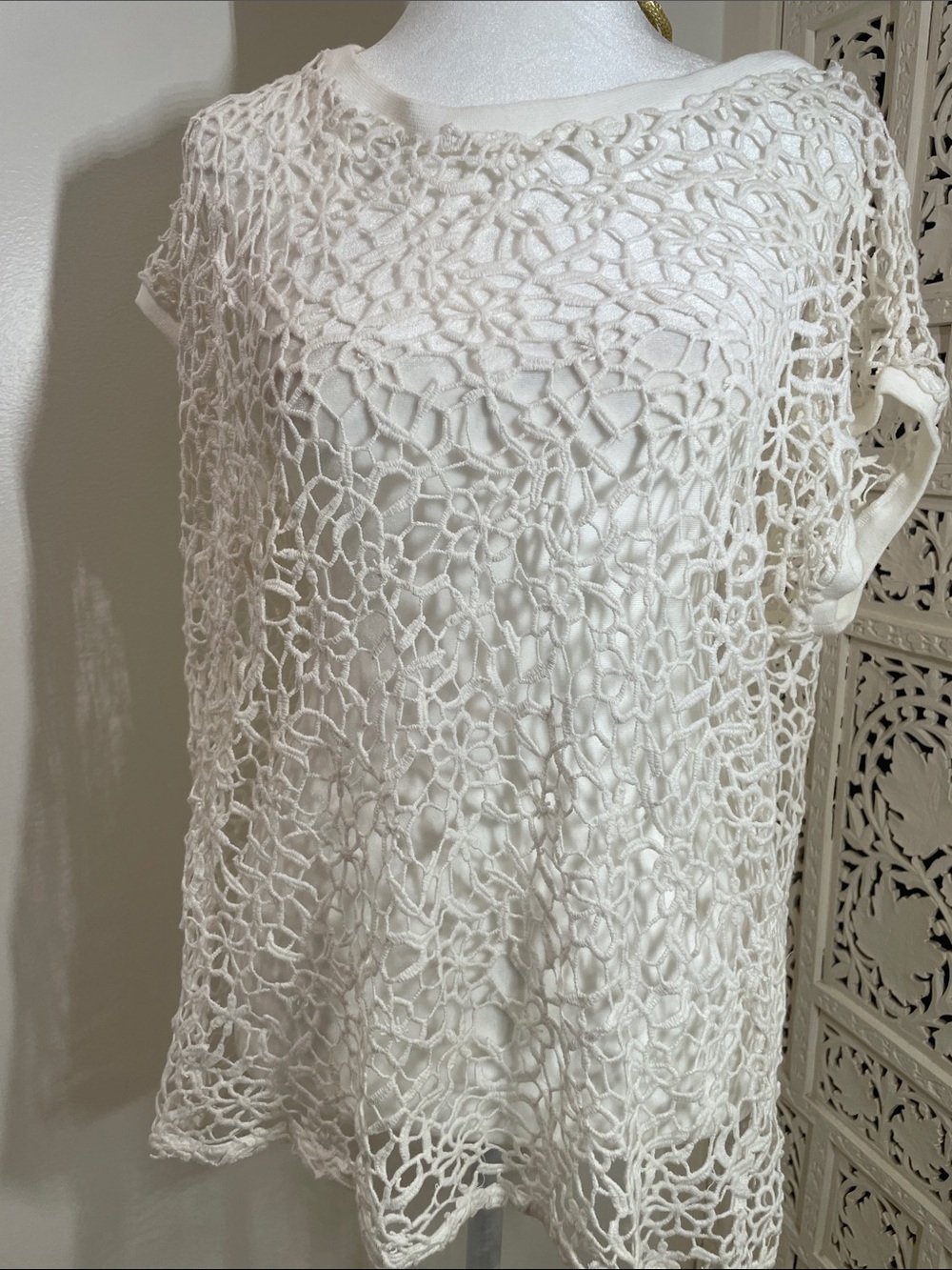 America Rag CIA Crochet Overlay Tunic Top - Lightweight Layering